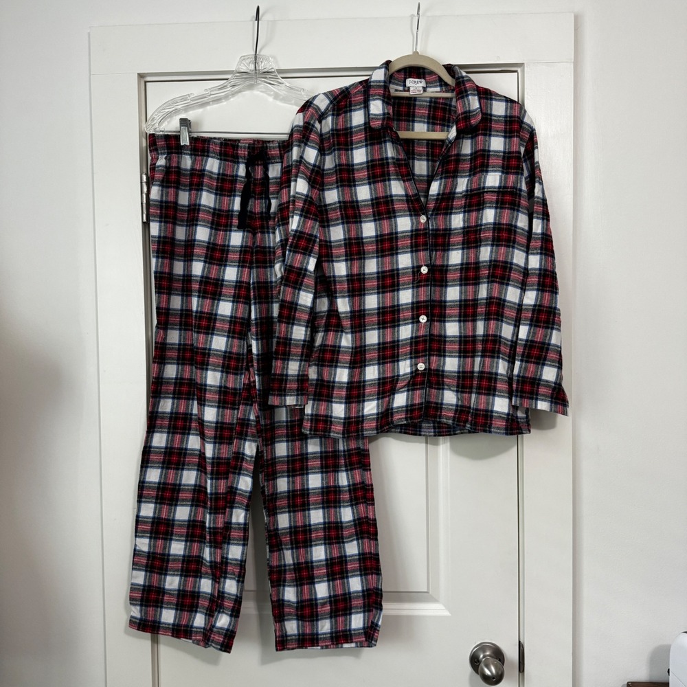 J Crew Small 100% Cotton Tartan Flannel Sleep Set Pajamas Christmas Winter